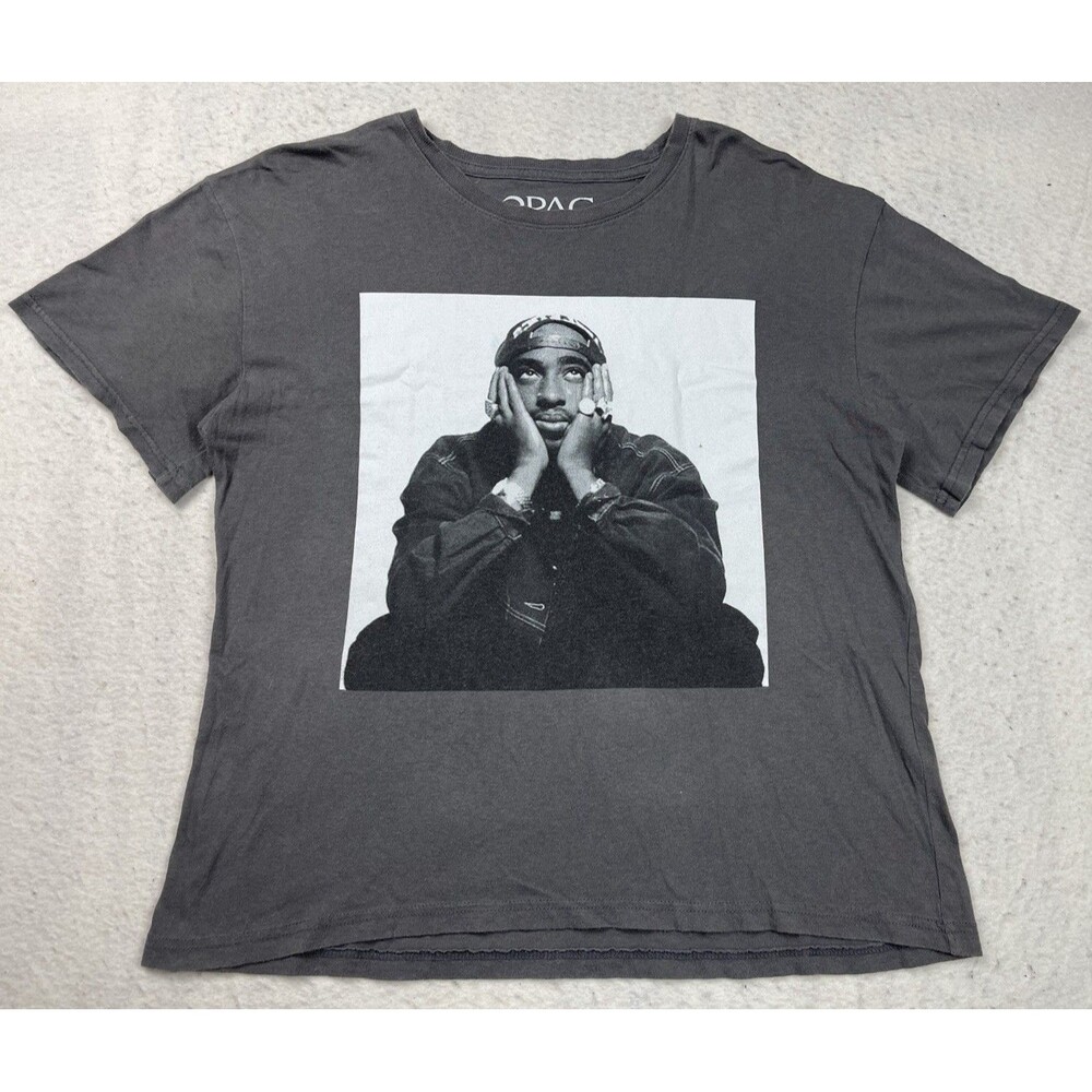 2Pac Women’s XL Tupac Amaru Shakur Graphic Gray Short Sleeve T-Shirt 2023